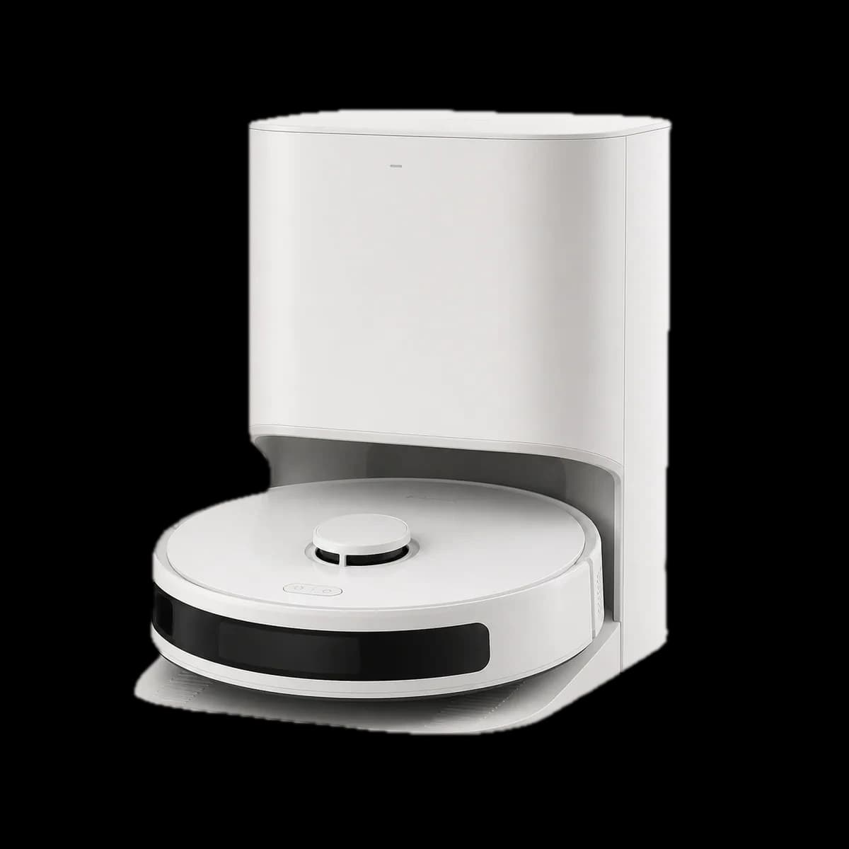 Dreame D10 Plus Gen 2 vacuum and mopping robot with self-emptying dock as AI visualization