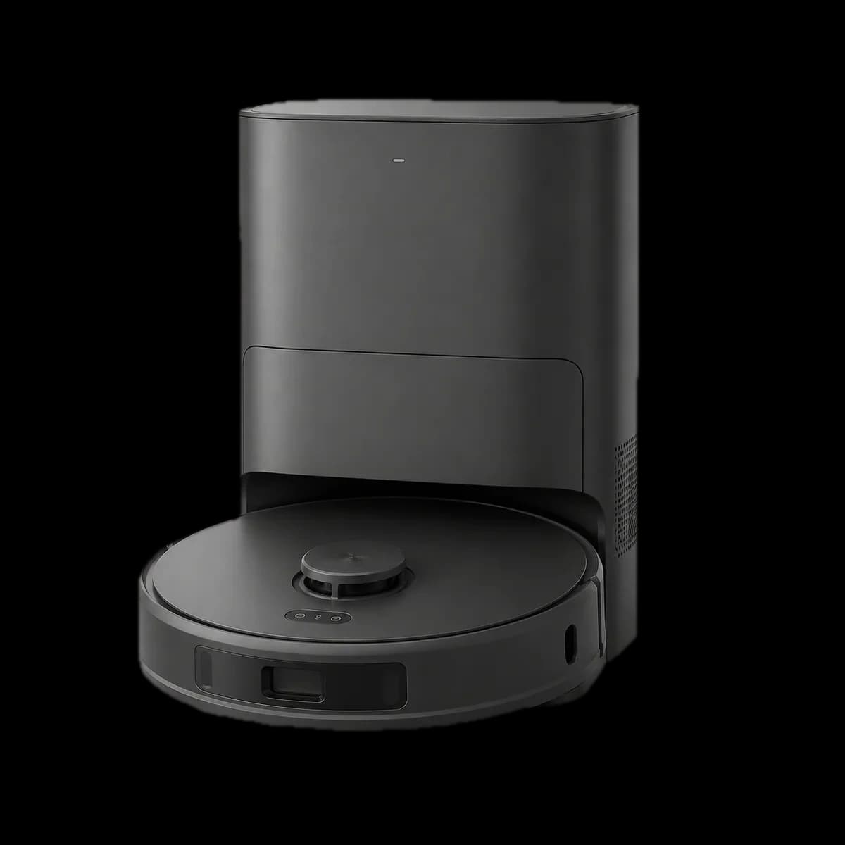 Dreame D9 Max Gen 2 robot vacuum with self-emptying dock as AI visualization