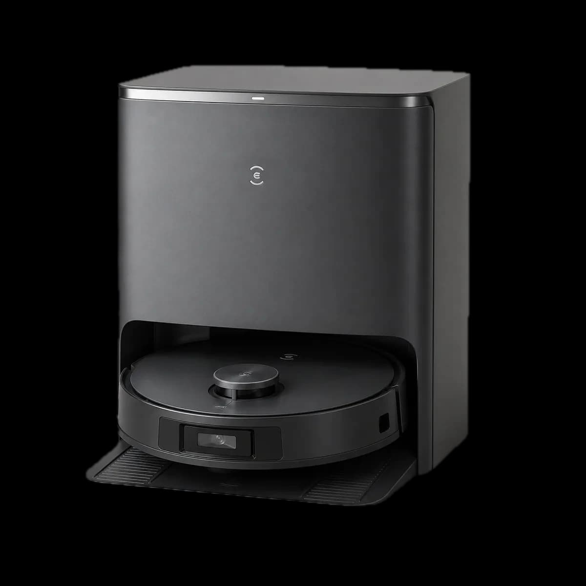 Ecovacs Deebot T30 Omni vacuum and mopping robot with all-in-one dock as AI visualization