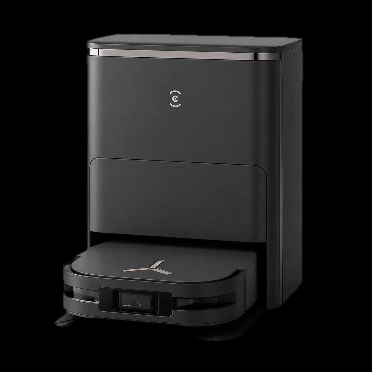 Ecovacs Deebot X5 Omni vacuum and mopping robot with all-in-one dock as AI visualization