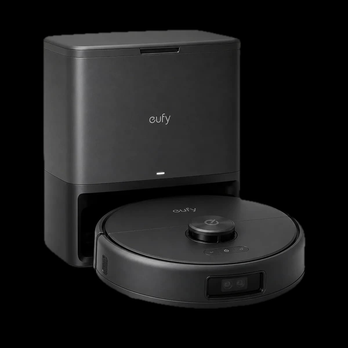 eufy G40 Hybrid+ vacuum and mopping robot with self-emptying dock as AI visualization