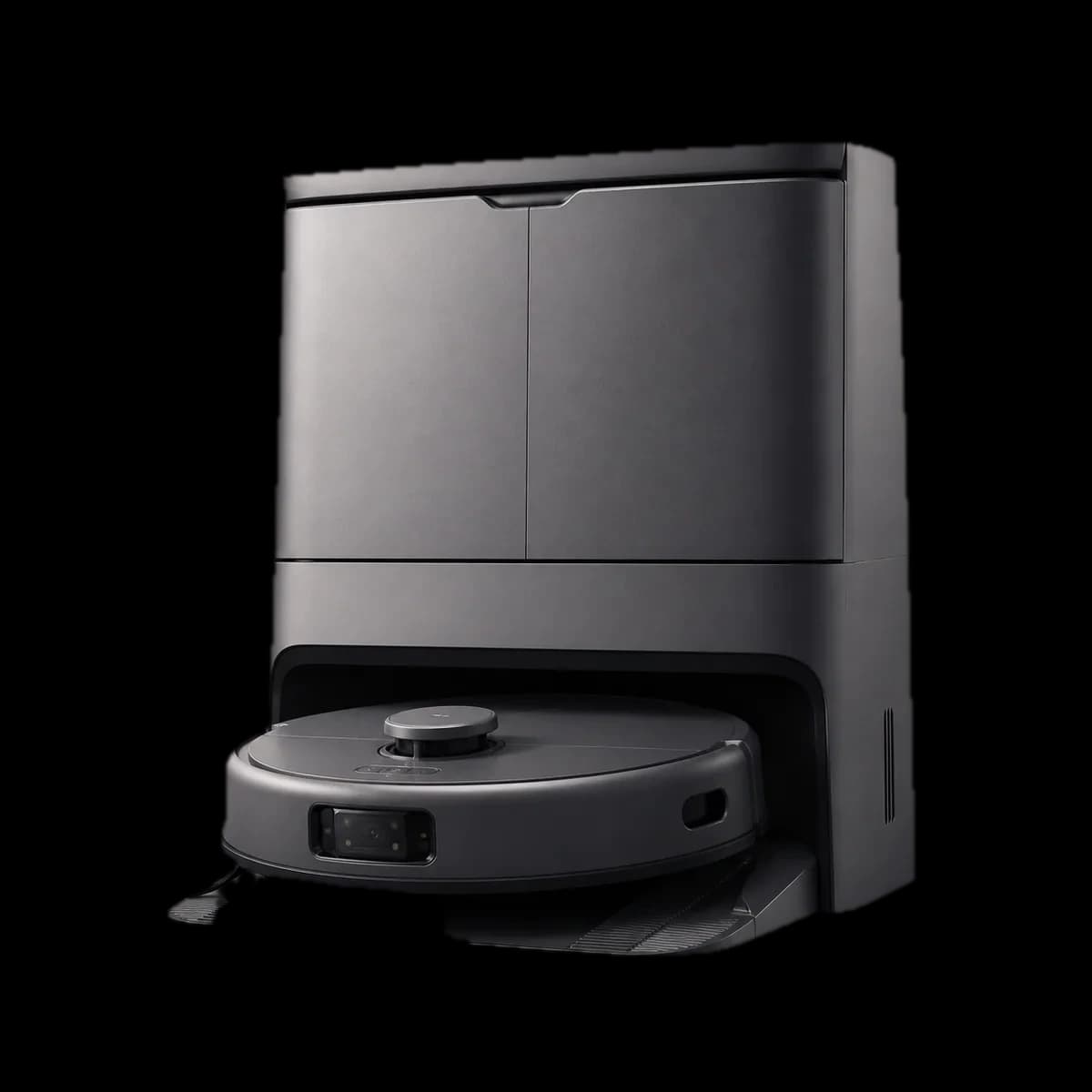 eufy Omni E28 HydroJet vacuum and mopping robot with all-in-one dock as AI visualization