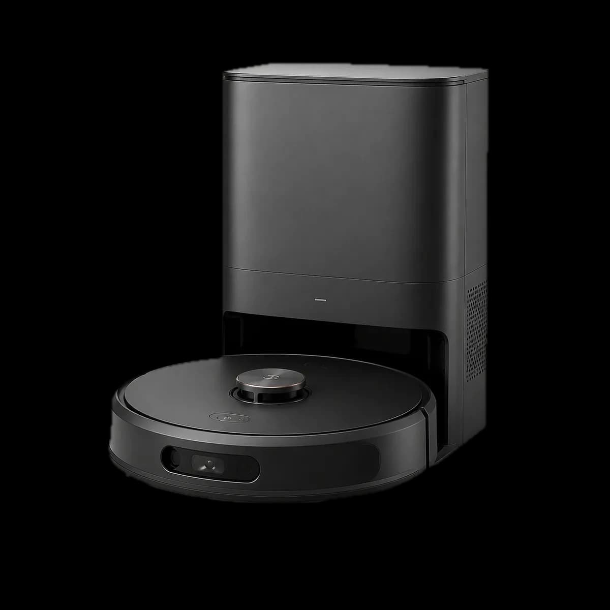 Hoover HG5 robot vacuum with self-emptying dock as AI visualization