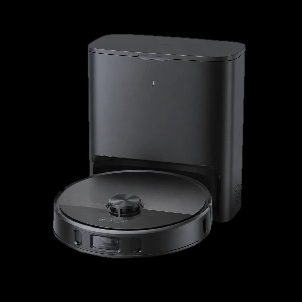 Proscenic Q8 Max+ vacuum and mopping robot with self-emptying dock as AI visualization