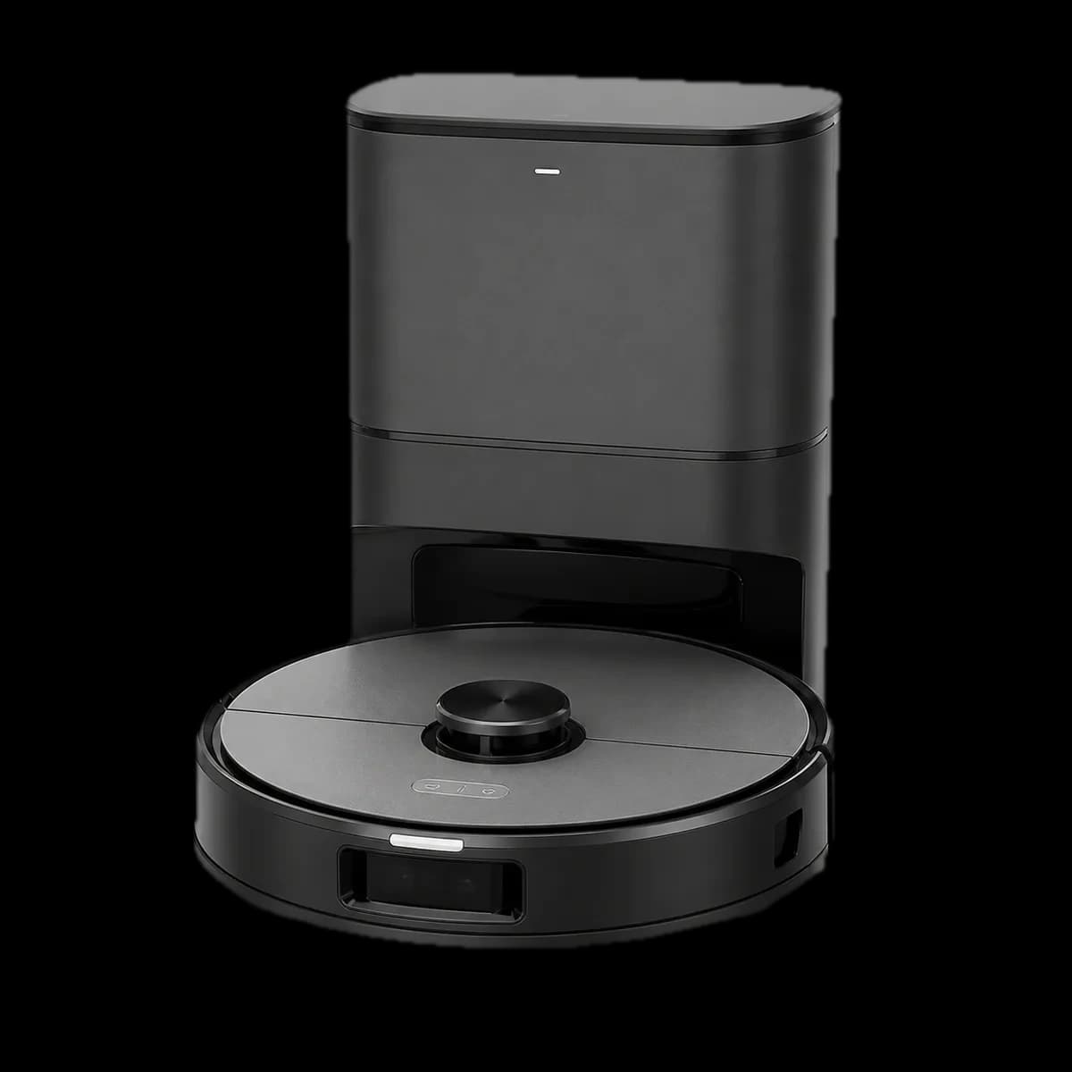Tesvor M2 vacuum and mopping robot with self-emptying dock as AI visualization